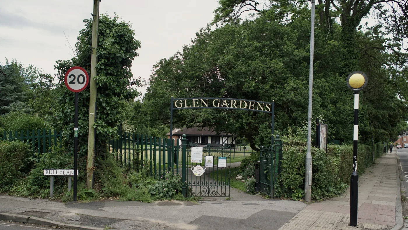 The Bull Lane entrance to Glen Gardens, Heworth, photographed in June 2026 before the new play area opened