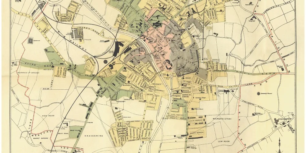 Seebohm Rowntree's 1901 map of York, published with Poverty: A Study of Town Life