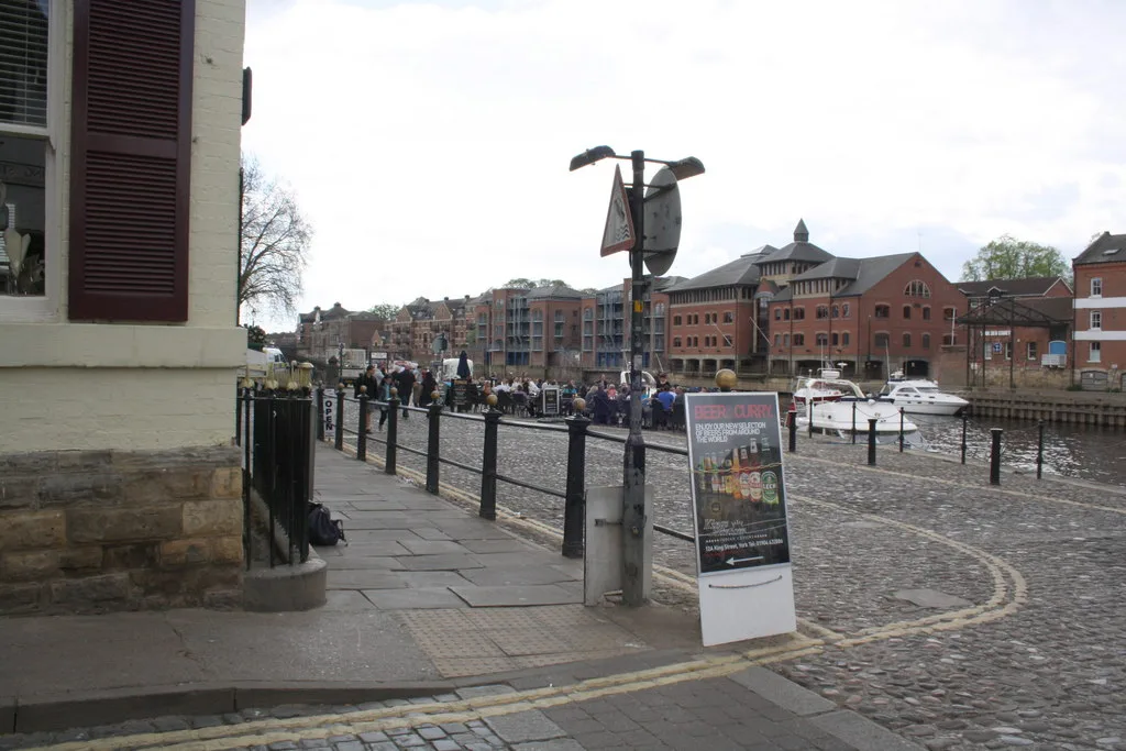 King's Staith beside the River Ouse at a normal river level. The picture does not show the river this weekend